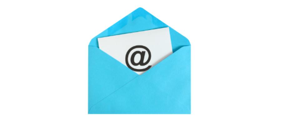 Envelope opening showing an @ symbol