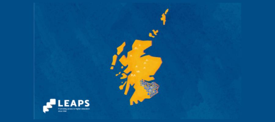 LEAPS logo alongside illustrated map of Scotland